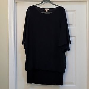 Dressbarn Black Shift Dress Women Overlay Sleeve Career Dress